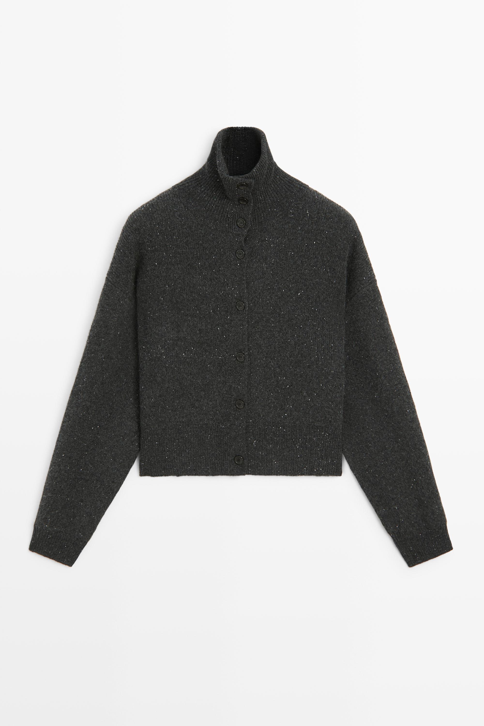 100% wool knit turtleneck cardigan