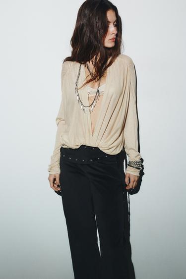 Zara DRAPED TOP - Bone