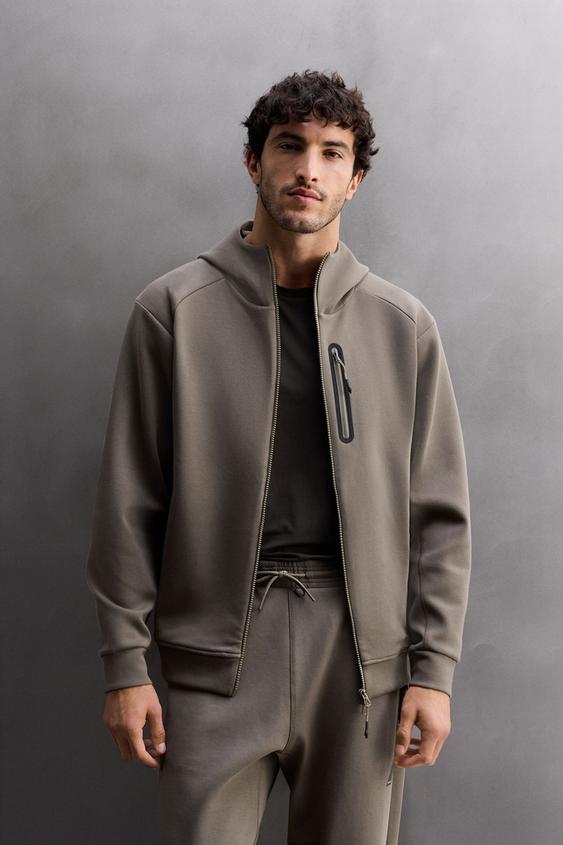 Sudadera Cremallera Sudaderas Hombre Zara Sin Capucha Sudaderas