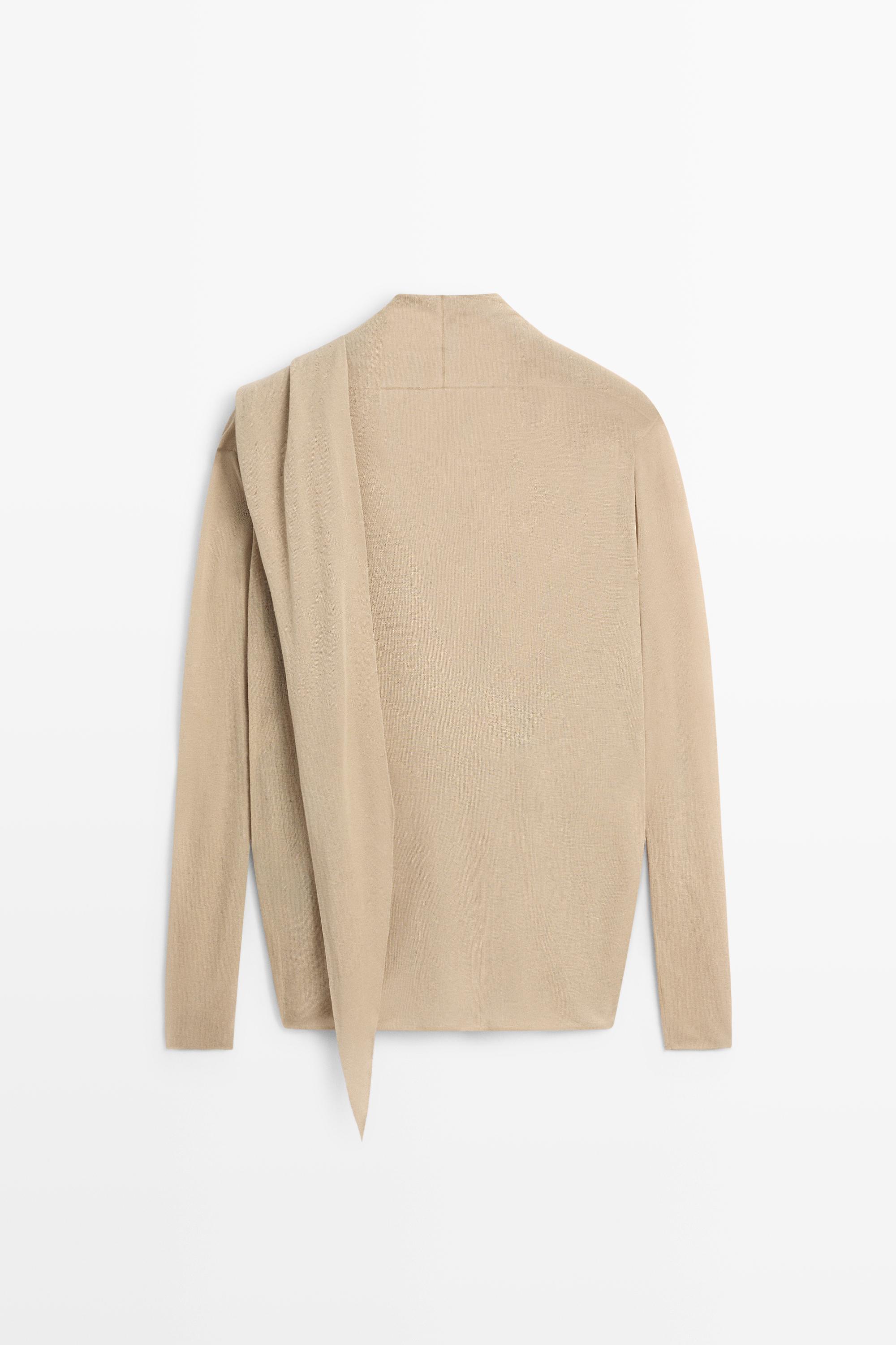 Cardigan en maille à détail drapé croisé