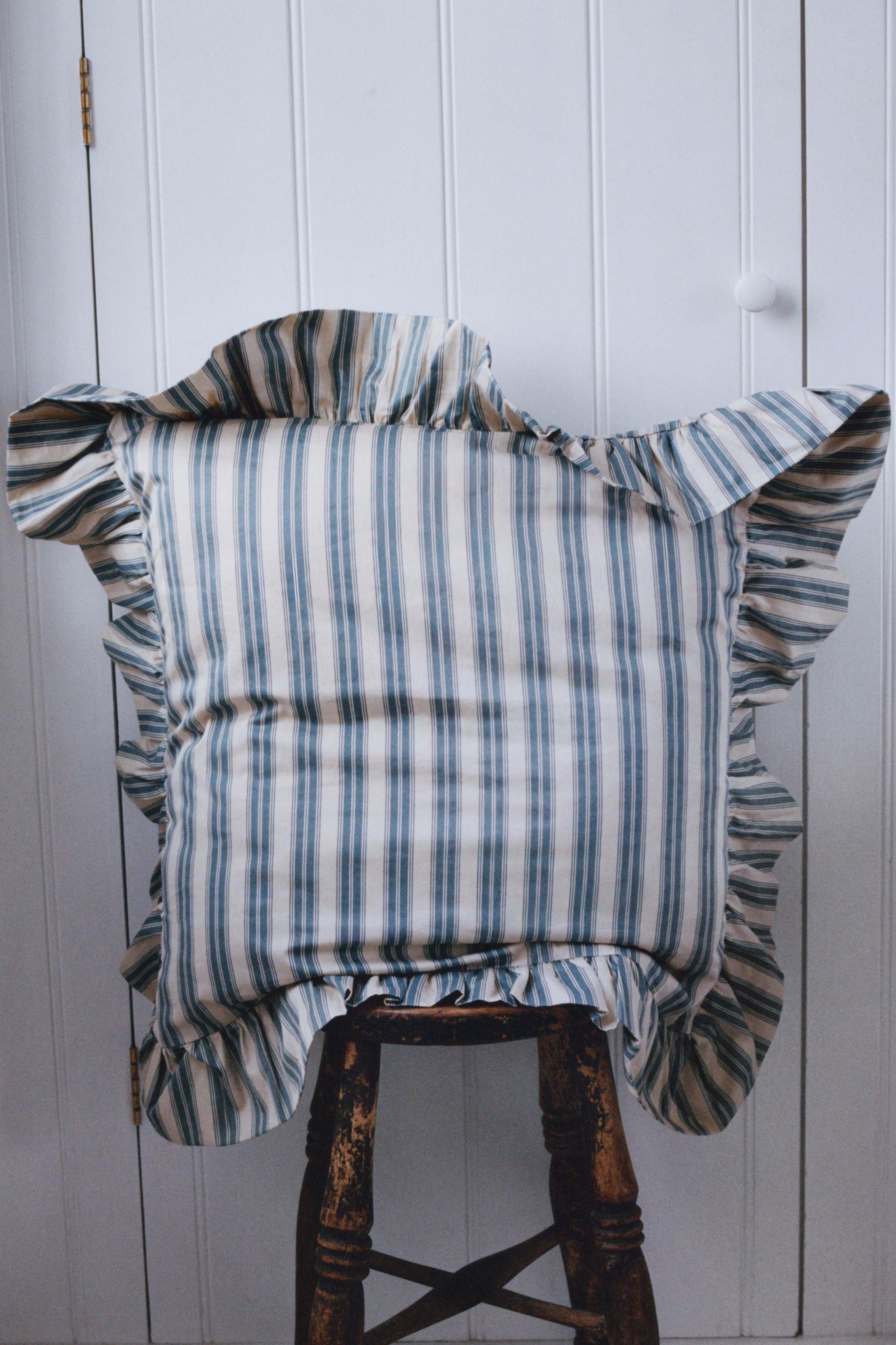 STRIPED RUFFLE PILLOWCASE | KATHARINE POLE — Blue