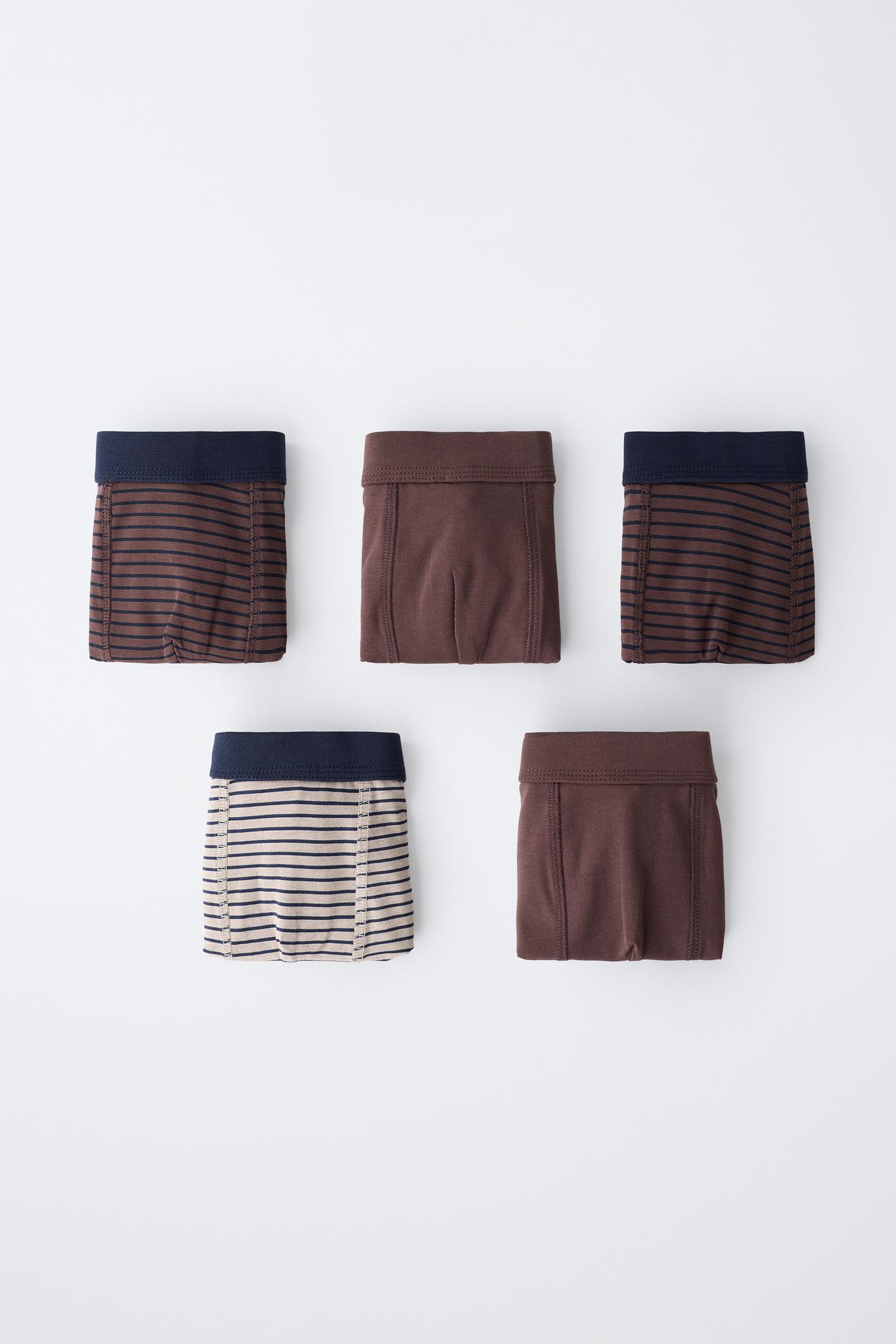 Трусы-боксеры Ages Plain для детей, в полоску — Zara, цвет: Коричневый — фото 5