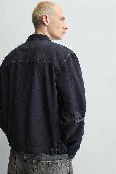 CROPPED FIT RIPPED JACKET - Blue by Zara - Image 5