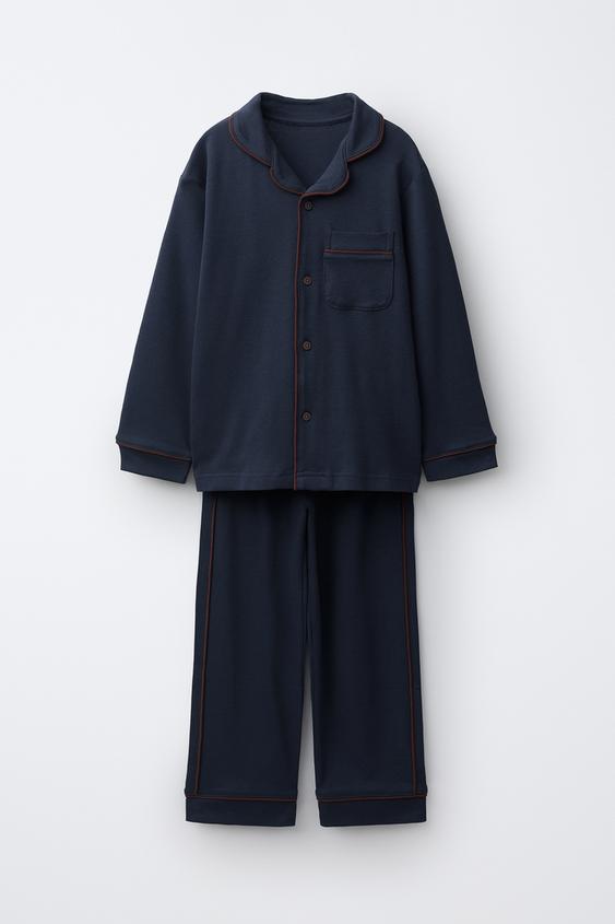 6-14 YEARS/ PYJAMAS WITH CONTRAST DETAIL - Navy blue by Zara - Image 0
