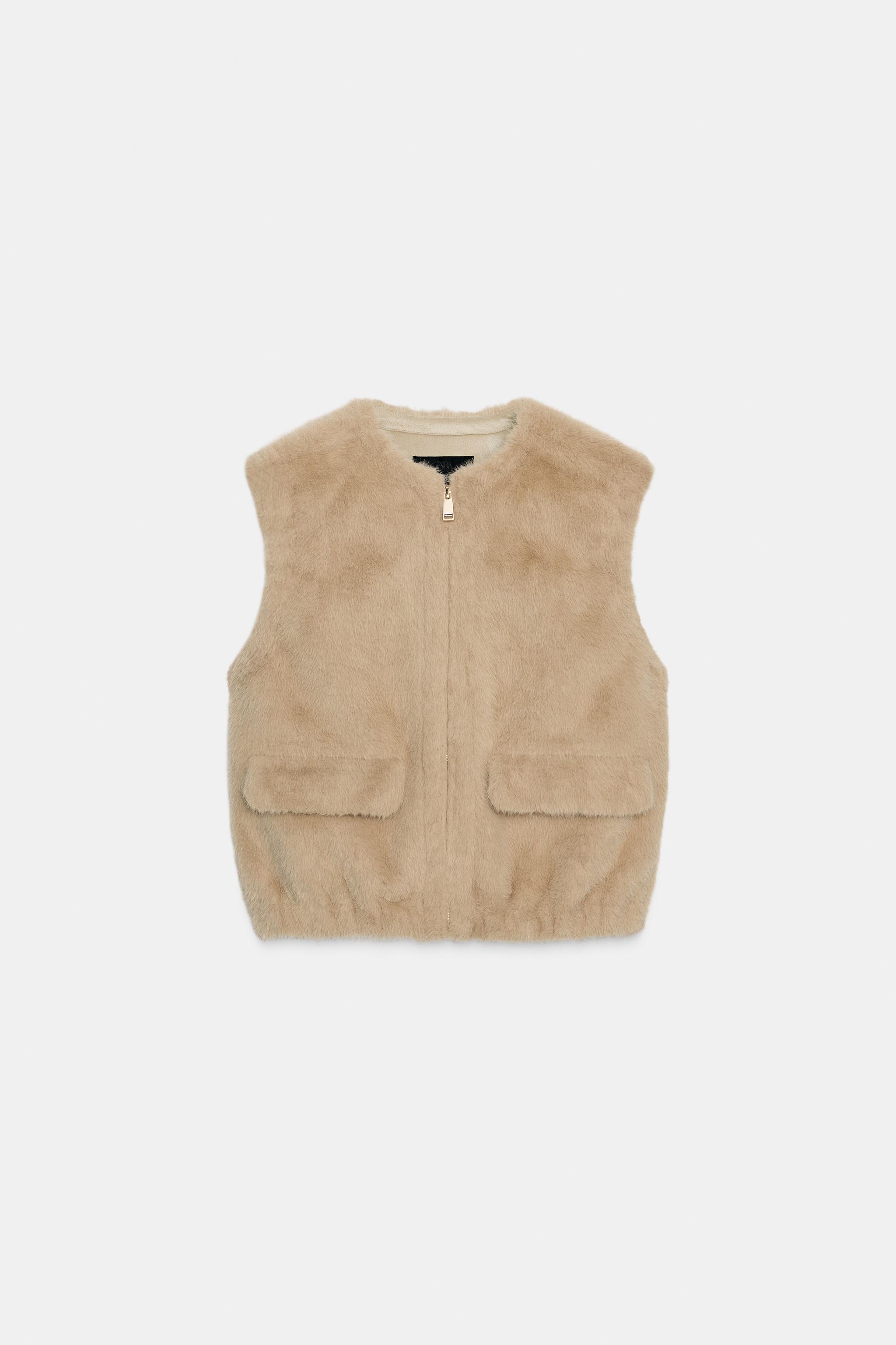 FAUX FUR ZIP VEST