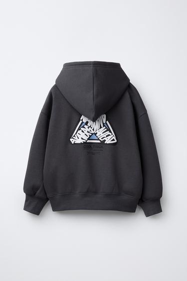 SWEAT À CAPUCHE IMPRIMÉ EN RELIEF - Anthracite foncé de Zara - Image 1