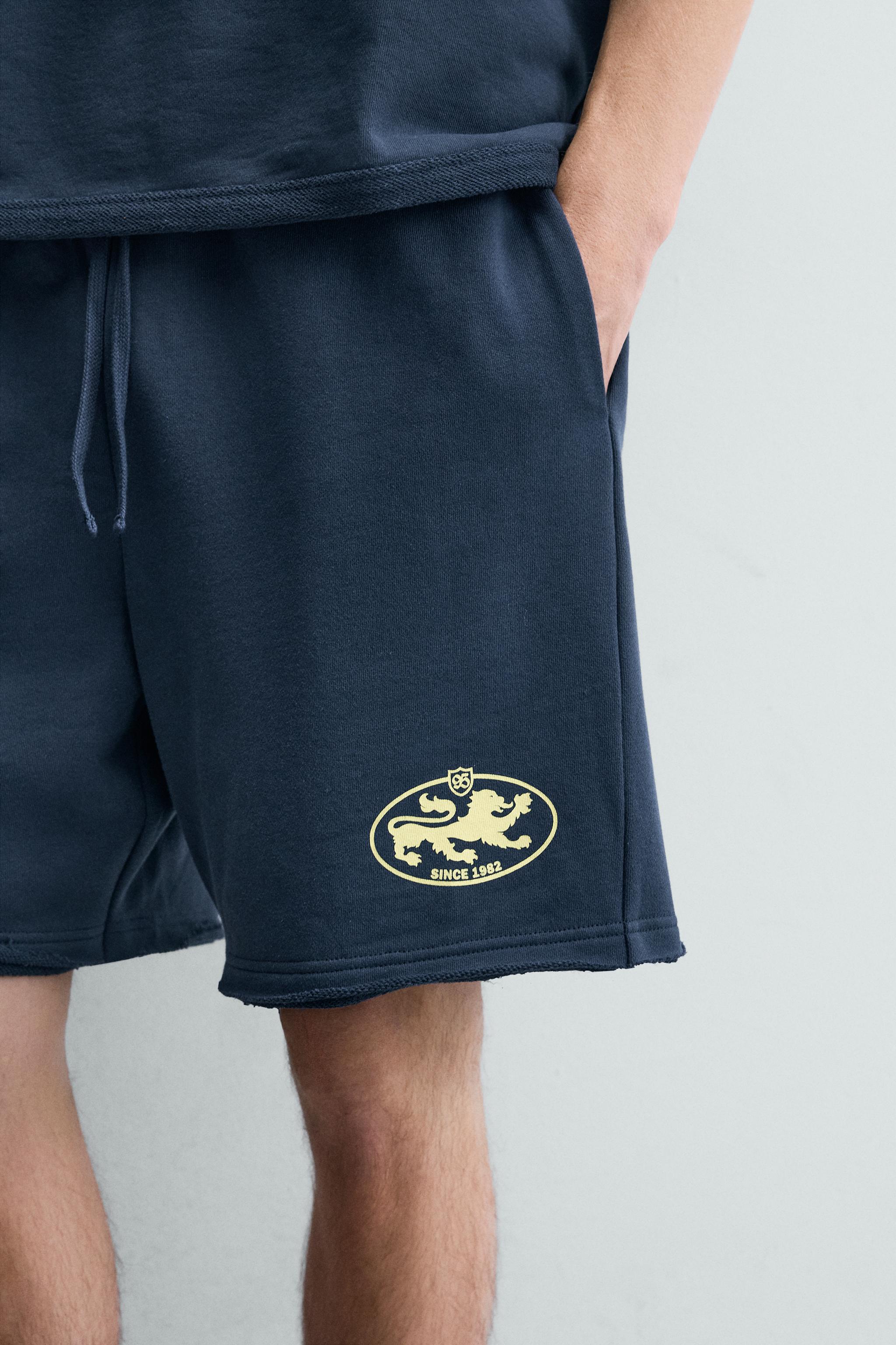 Мужские шорты Zara GRAPHIC PRINT SWEATSHORTS — фото 5