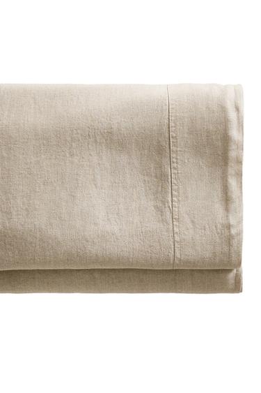 LINEN FLAT SHEET - Light beige by Zara
