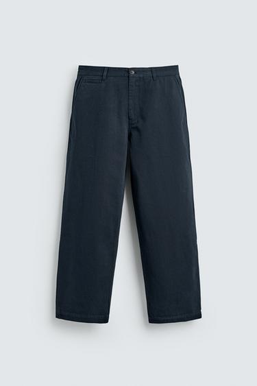 STRAIGHT-LEG CHINO TROUSERS - Navy blue by Zara