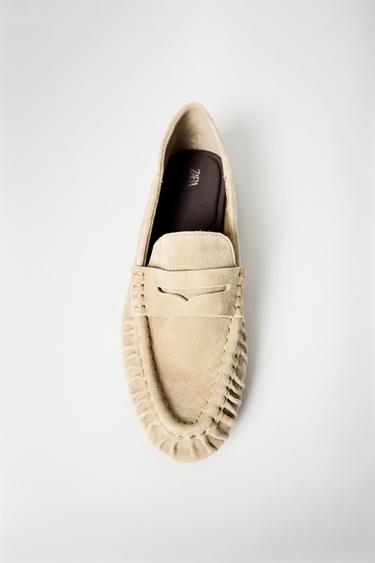 SOFT SUEDE LOAFERS - SAND/BROWN by Zara