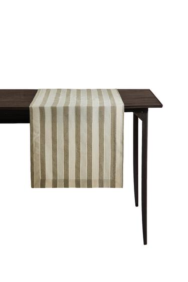 Zara STRIPED TABLE RUNNER WITH INSERTS - GREENISH