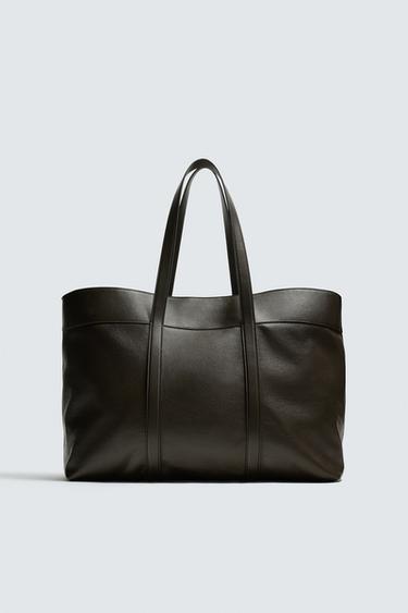 SAC SHOPPER EN CUIR ÉDITION LIMITÉE - Marron de Zara