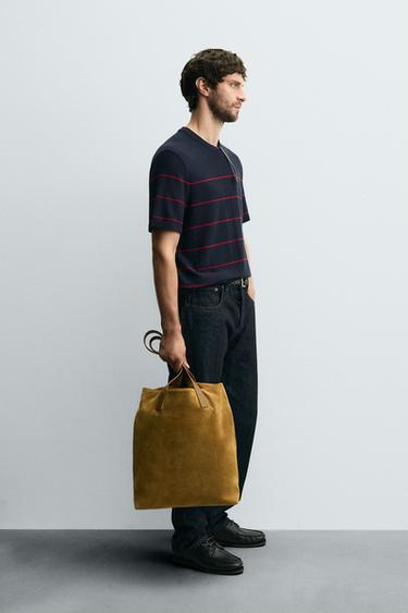 STRIPED JACQUARD KNIT T-SHIRT - Red Stripe by Zara - Image 3