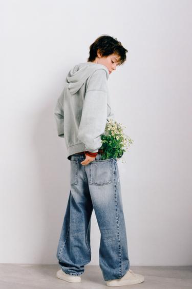 Zara ISCEPANE FARMERKE BARREL KROJA – svetloplava