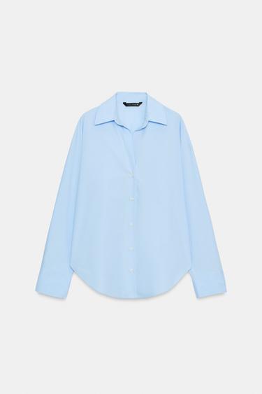 CHEMISE BASIQUE EN POPELINE - Bleu clair de Zara