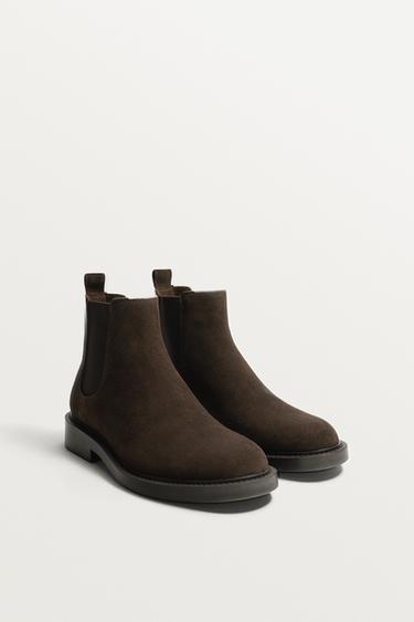 LEATHER CHELSEA BOOTS - Brown by Zara