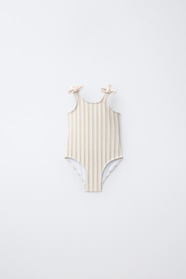 AGES 1-6 / TEXTURED STRIPED SWIMSUIT - Ecru by Zara