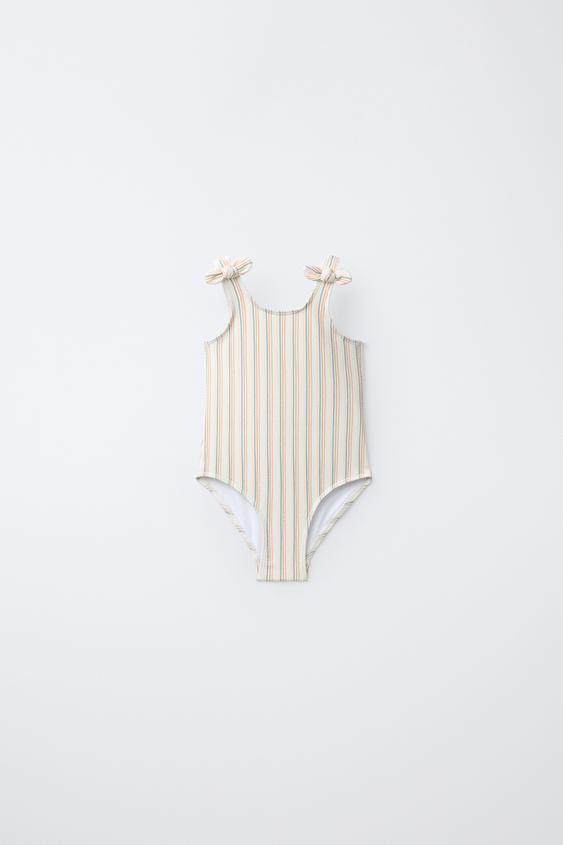 AGES 1-6 / TEXTURED STRIPED SWIMSUIT - Ecru by Zara - Image 0