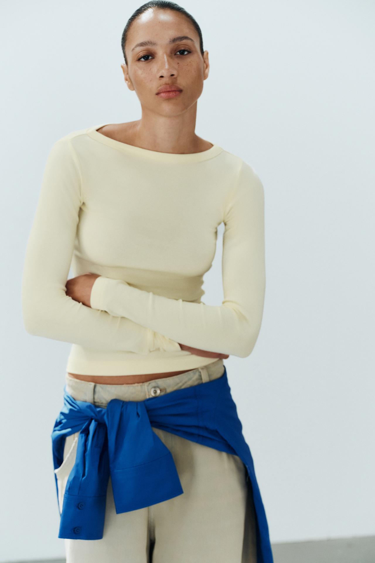 BOAT NECK T-SHIRT — Yellow