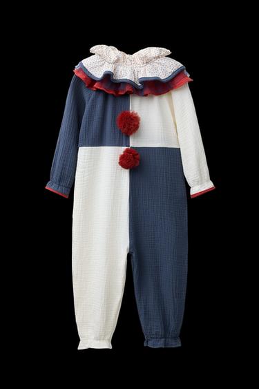 Zara TEXTURED CLOWN JUMPSUIT COSTUME - Red