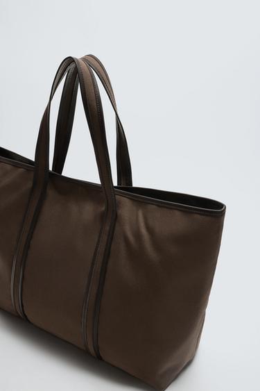 SAC SHOPPER EN TISSU - Marron de Zara - Image 2