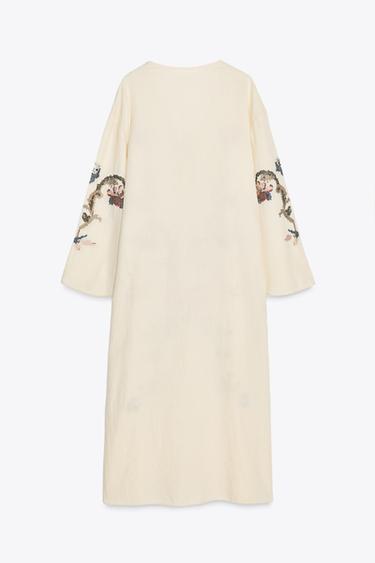 ZW COLLECTION EMBROIDERED MIDI DRESS - Ecru by Zara - Image 8