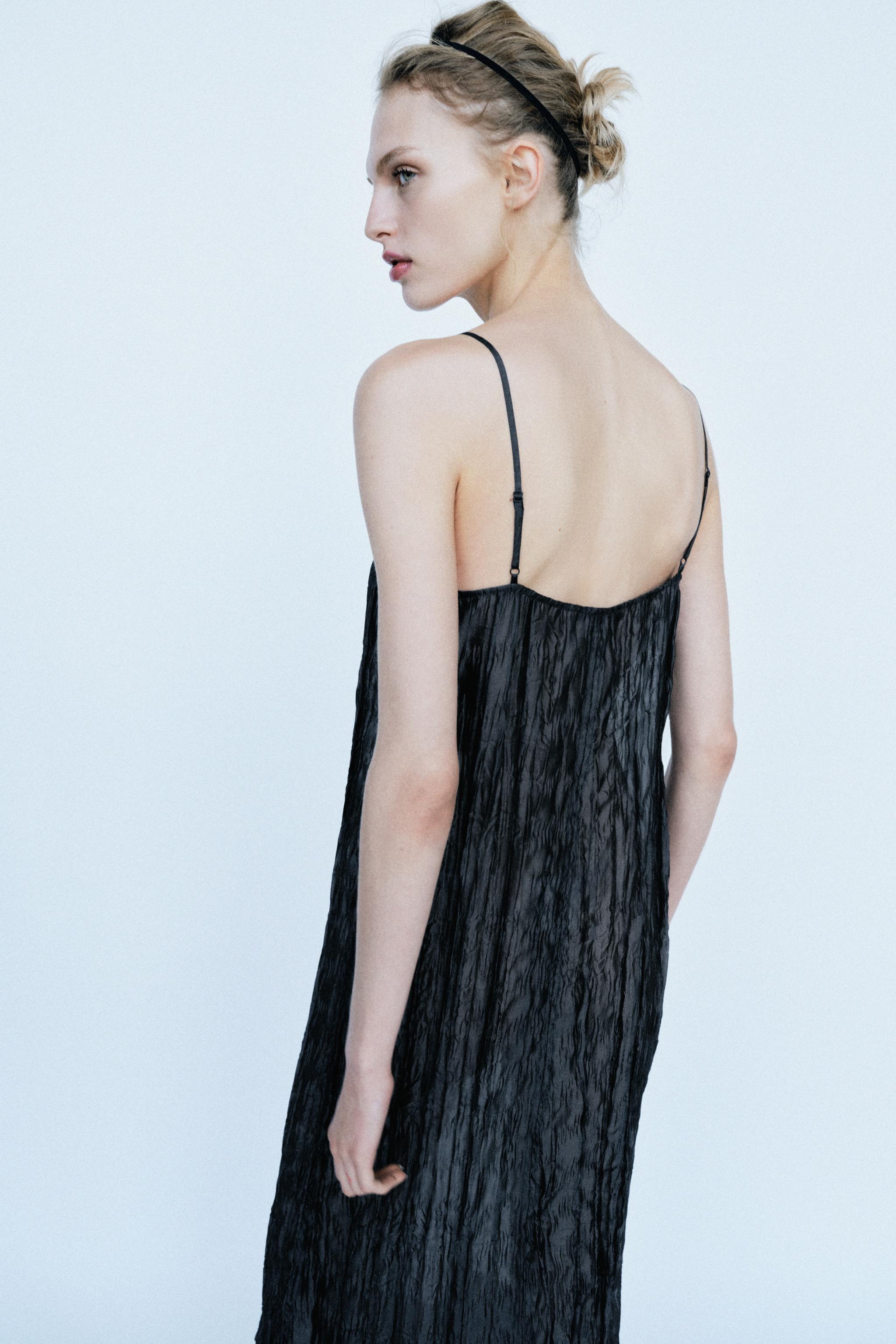 CRINKLED EFFECT STRAPPY DRESS