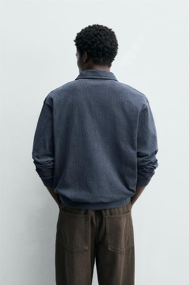 POLO REGULAR FIT EFFET DÉLAVÉ - Bleu de Zara - Image 2