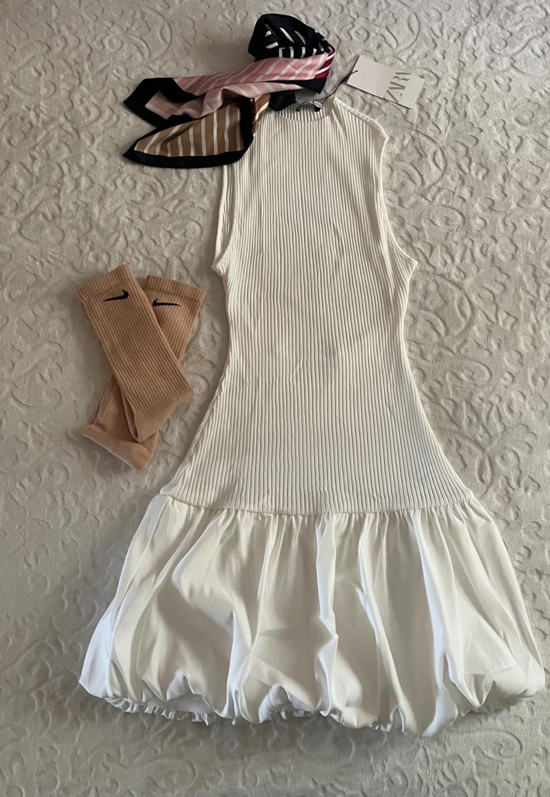 RIBBED BALLOON DRESS