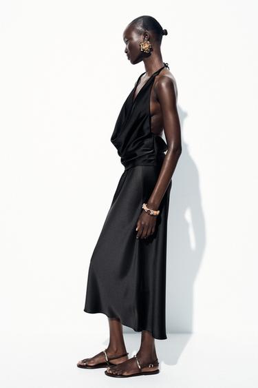 TOP SATINÉ AVEC VERROTERIE - Noir de Zara - Image 2