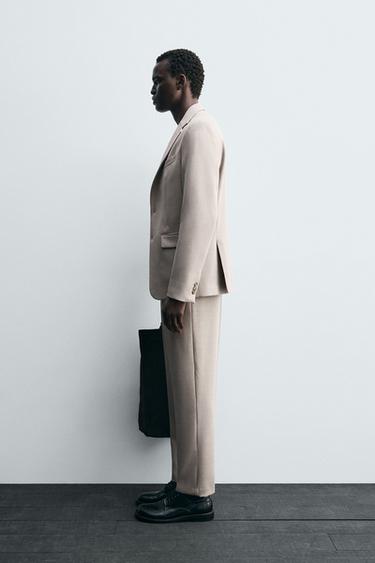 SLIM FIT SUIT TROUSERS - Sand / Marl by Zara - Image 3