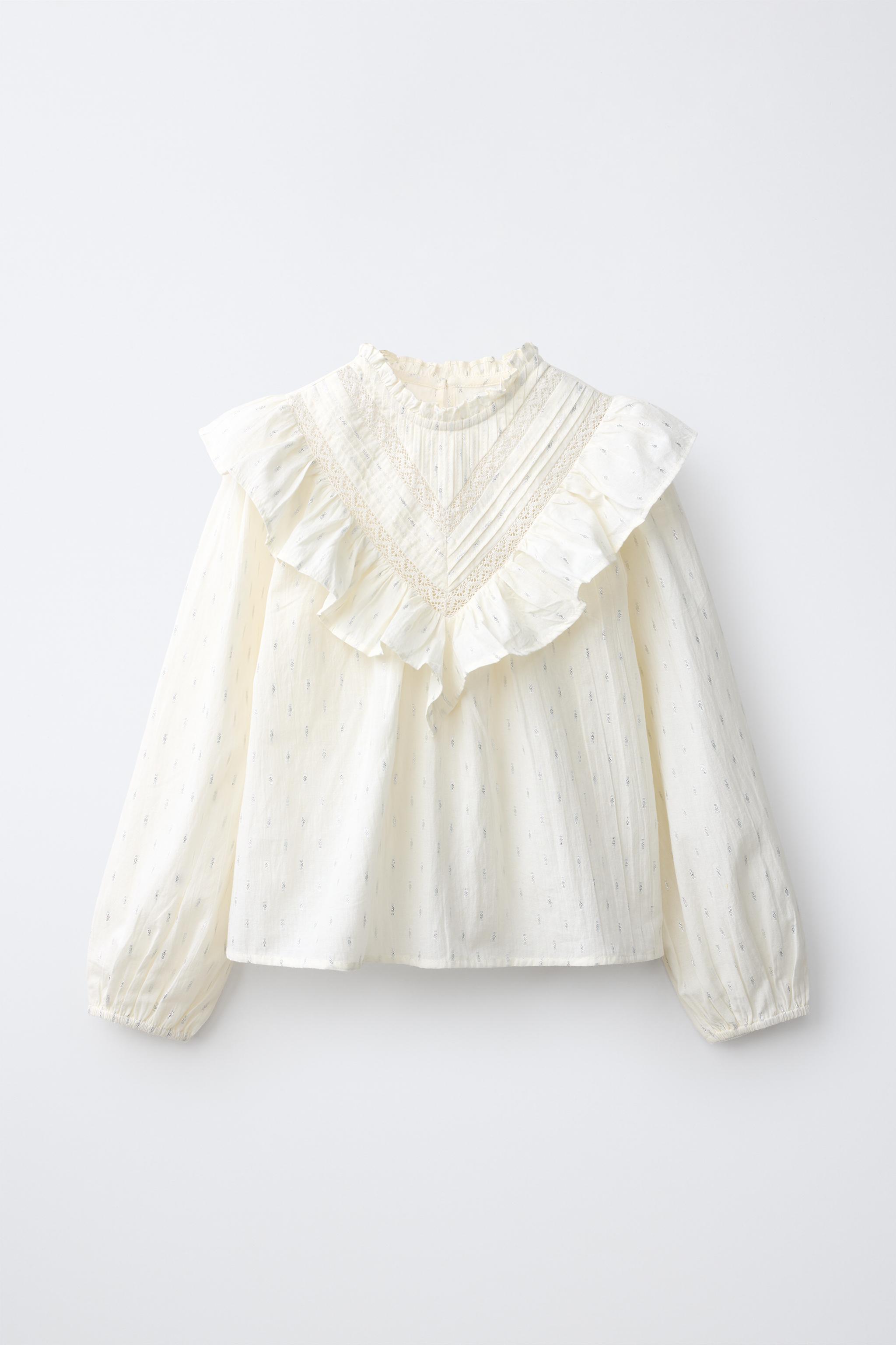 SHIMMER ROMANTIC SHIRT — Ecru