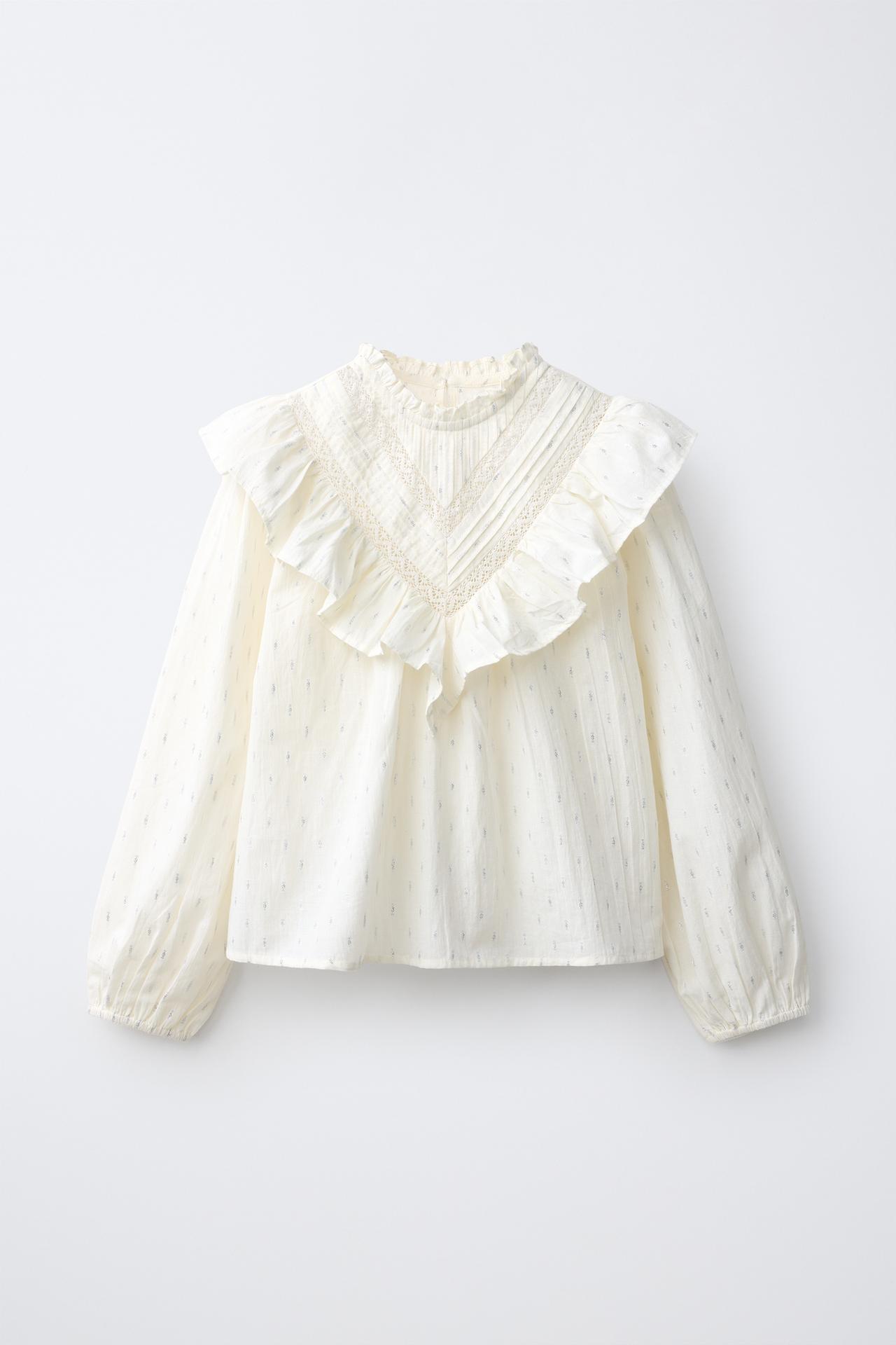 SHIMMER ROMANTIC SHIRT — Ecru