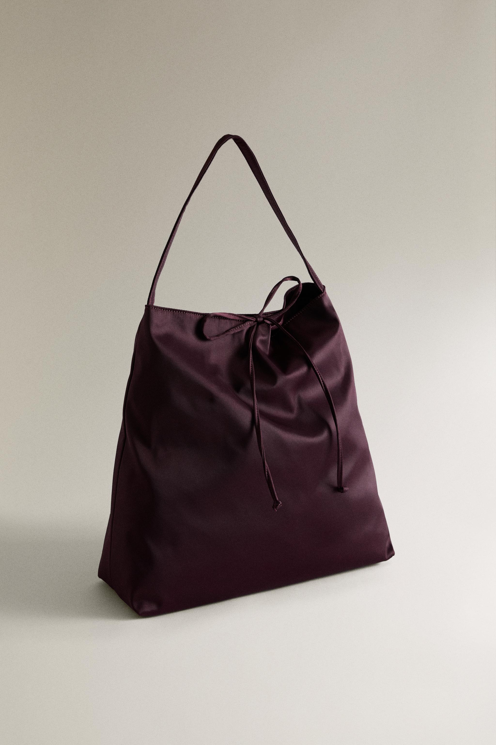 SATEEN TOTE BAG — Burgundy Red