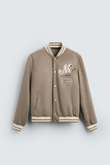 JAQUETA BOMBER EFEITO CAMURÇA COM REMENDOS - Toffee da Zara