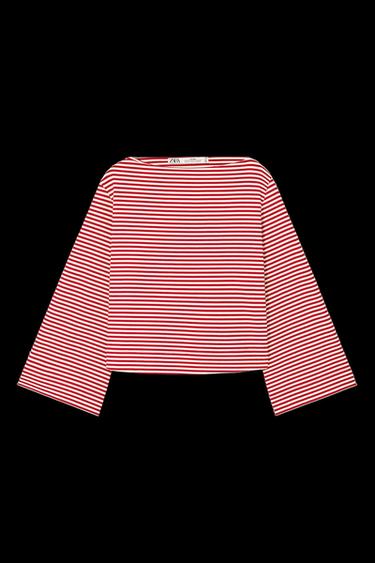 GESTREIFTES T-SHIRT – LIMITED EDITION - Weiß / Rot von Zara