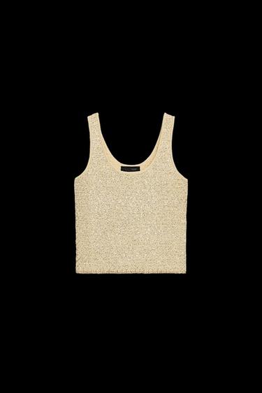 Zara SEQUIN KNIT TOP - Butter - Image 0