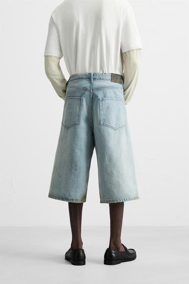 BERMUDAS DENIM COUPE AMPLE EFFET VINTAGE - Bleu clair de Zara - Image 2