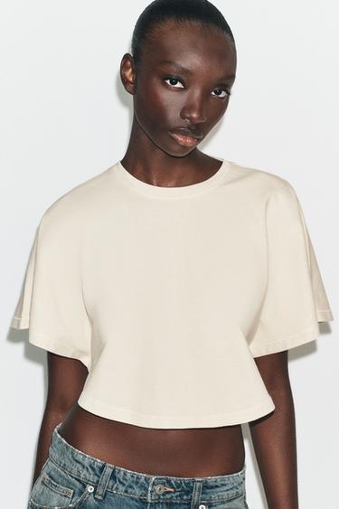 TOP CAPA EFECTO LAVADO - Amarillo de Zara