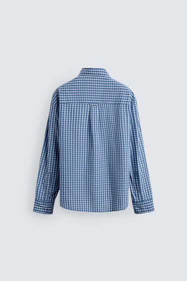 RELAXED FIT CHECK SHIRT - Blue by Zara - Image 7