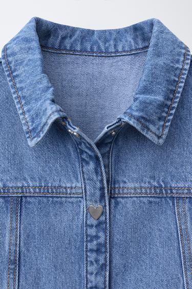 HEART BUTTON DENIM DRESS - Mid-blue by Zara - Image 2