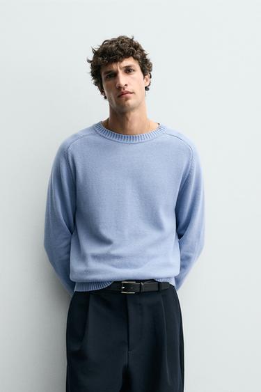 LIGHTWEIGHT COTTON BLEND JUMPER - Bluish by Zara