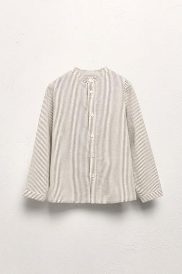 6-10 AÑOS/ CAMISA RAYAS CUELLO MAO LIMITED EDITION  - marron/blanco de Zara