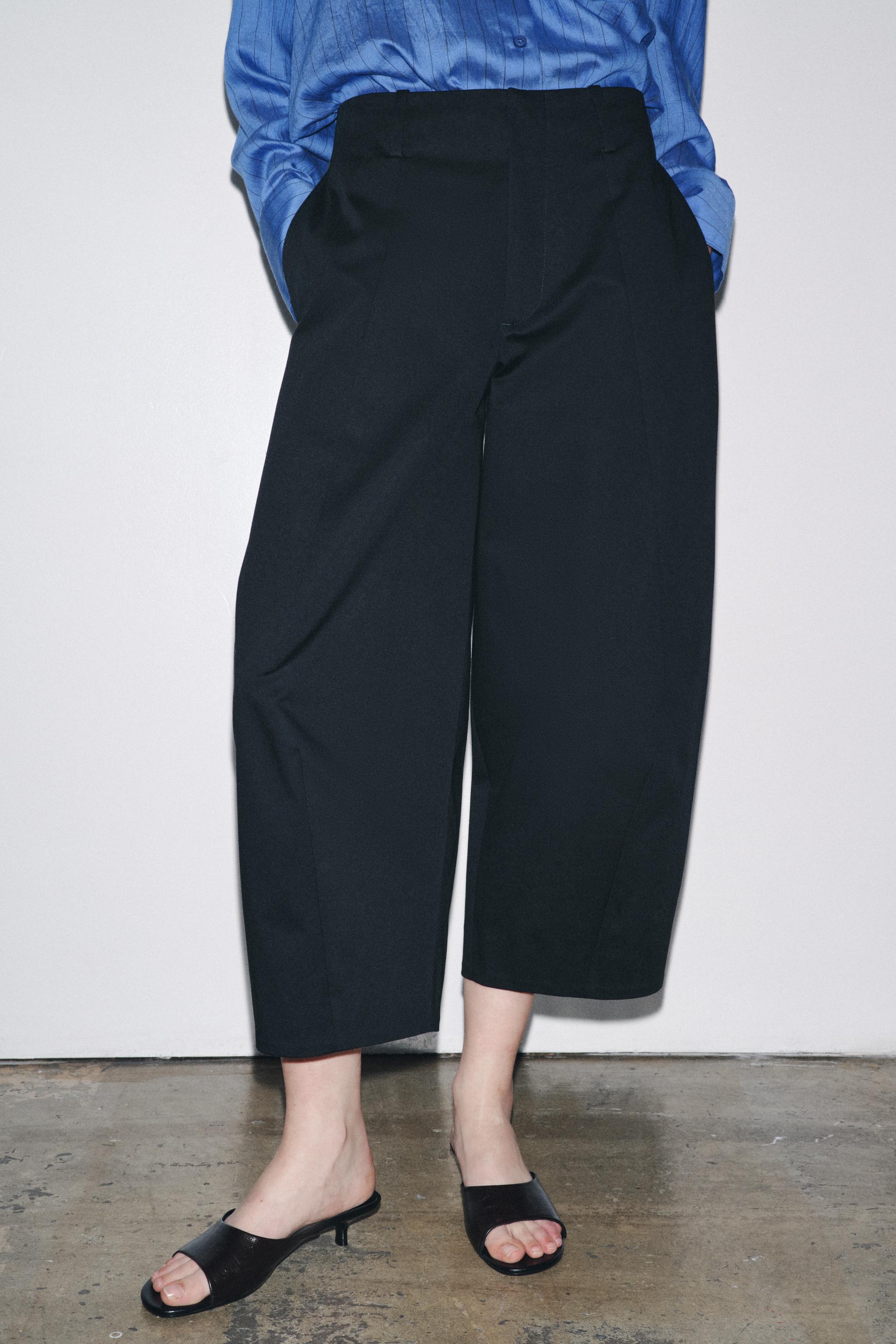 ZW COLLECTION CROP BALLOON PANTS - Navy blue | ZARA United