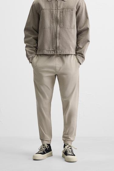 Zara 褪色慢跑腰身長褲 - 焦糖色