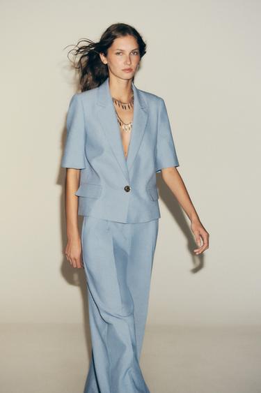 STRAIGHT-LEG TROUSERS WITH DARTS - Blue by Zara - Image 4