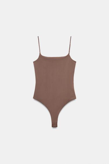 SLIM FIT STRAPPY BODYSUIT - Beige-pink by Zara