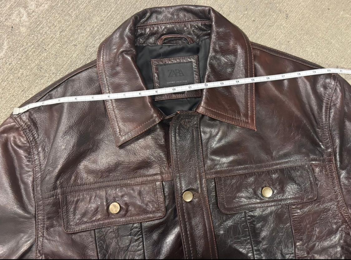 REGULAR FIT BUTTON DOWN BUFFALO LEATHER JACKET - Image 2