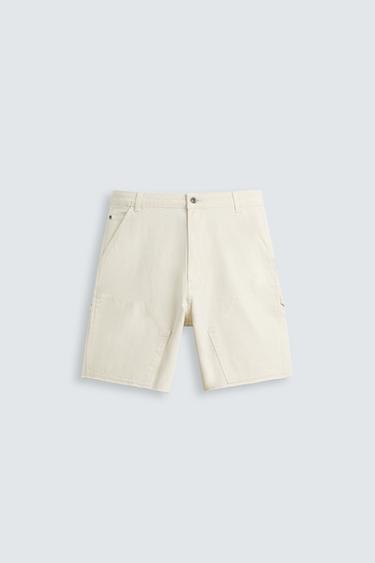 Zara CARPENTER POCKET BERMUDA SHORTS - Oyster-white