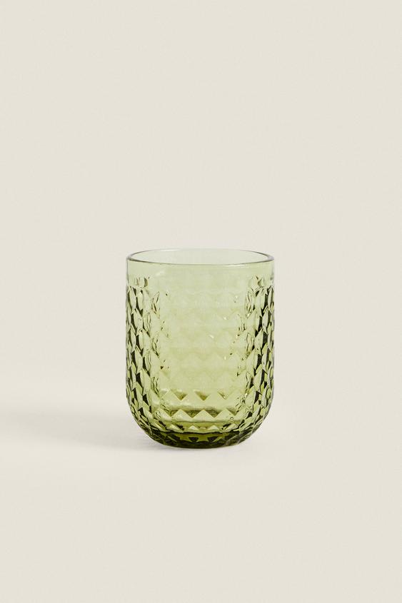 RAISED DESIGN GLASS TUMBLER - Green | ZARA United States